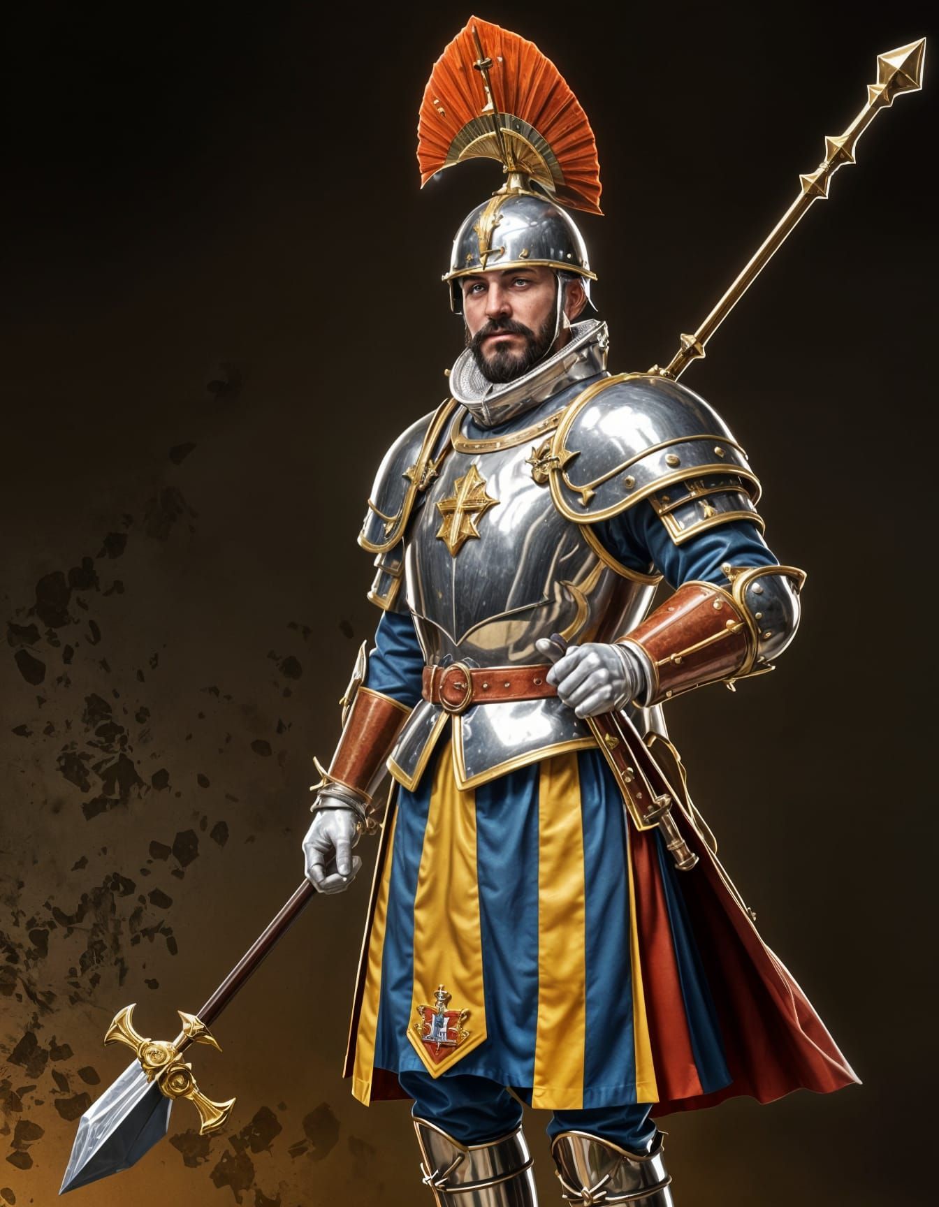 Cartoon 3D Swiss Guard with Oversized Morion