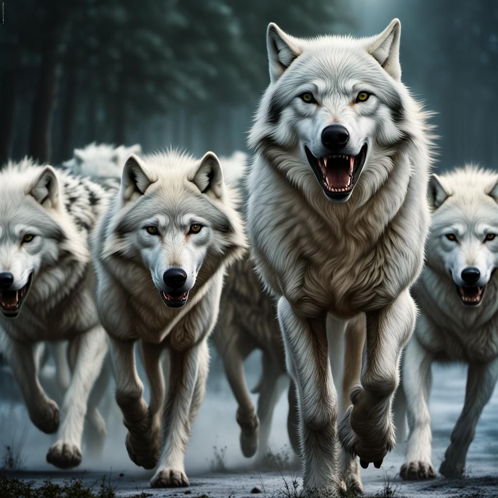 White Wolves Approaching: Cinematic Digital Painting