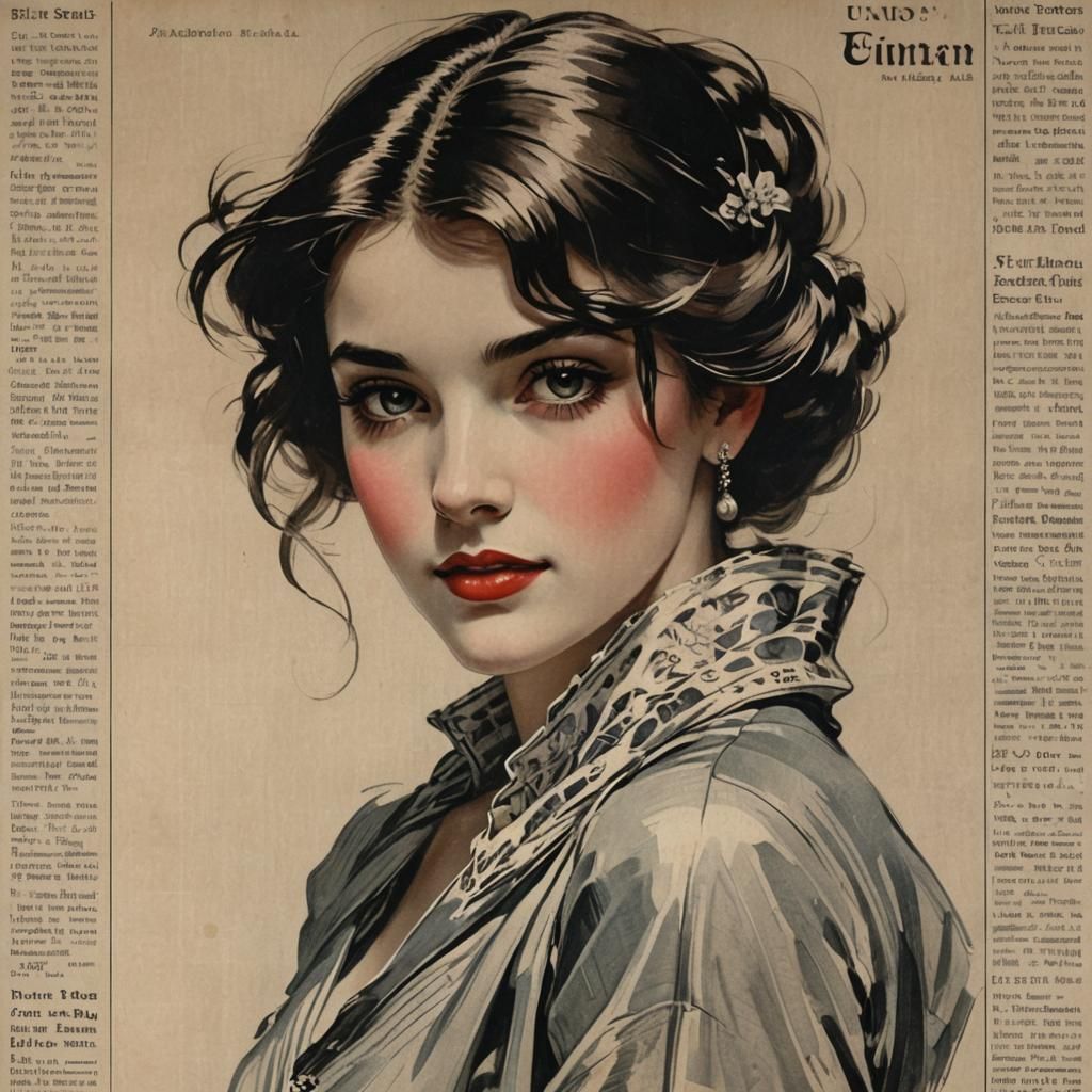 Female portrait from an old newspaper
