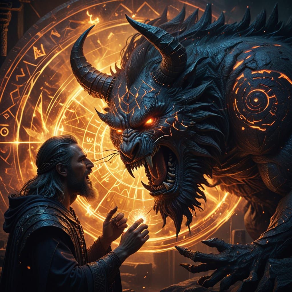 Epic Wizard Battles a Ferocious Demon in Hyper-Realistic Dig...