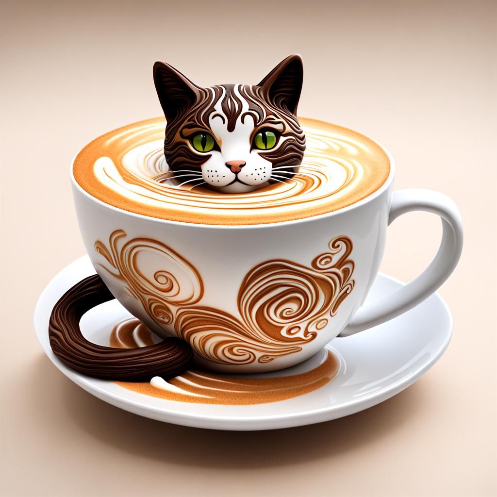 Latte Cat: A Cozy Feline in Coffee Foam