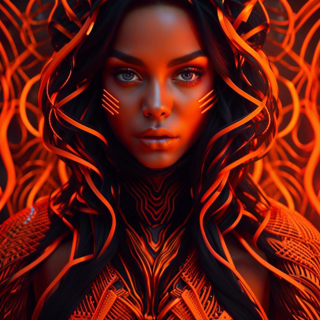 Electric Fashionista in Orange Neon Moiré Weave