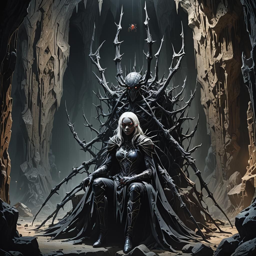 Drider on Web-Throne in Stone Cathedral
