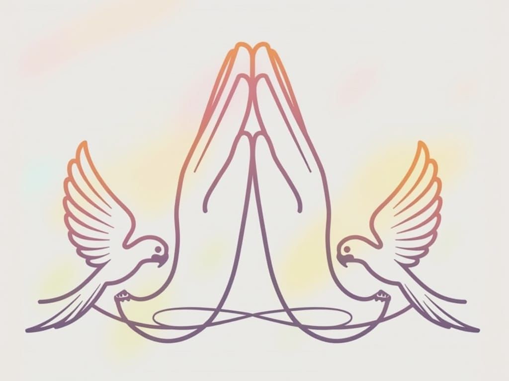 Simplified Praying Hands Logo with Thick Lines and Minimalis...