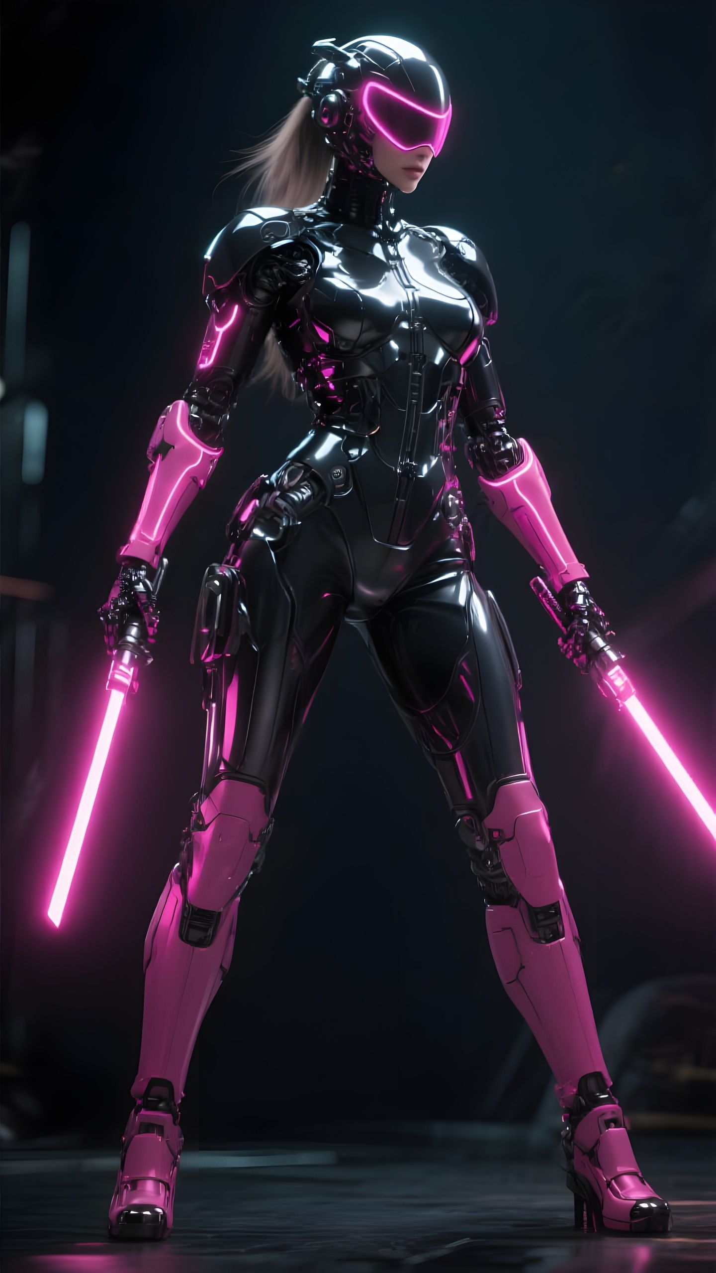 Futuristic Elf Warrior in Cyber Mech Suit