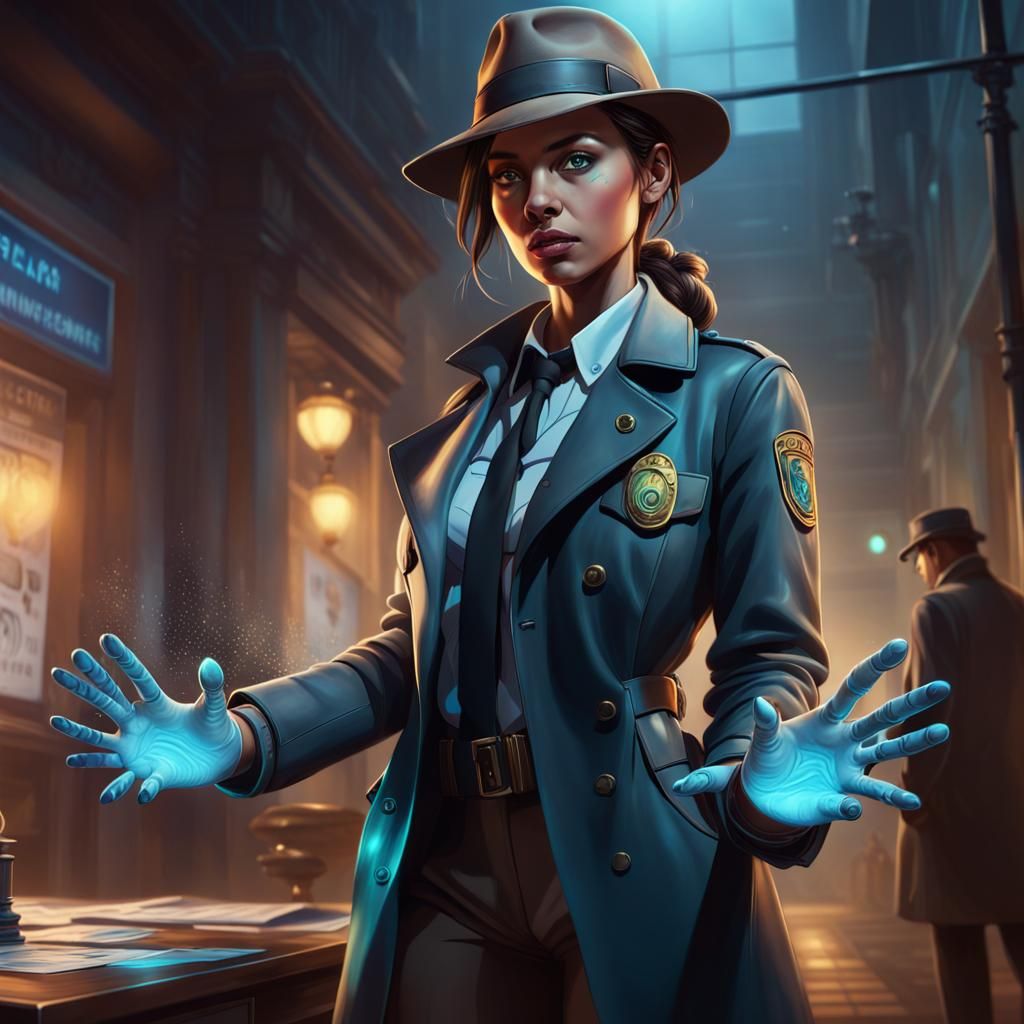Bioluminescent Detective Investigates Crime Scene: Hyperreal...