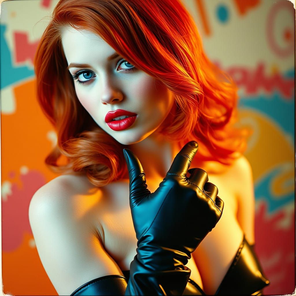 Sultry Pin-Up in Retro-Style Portrait