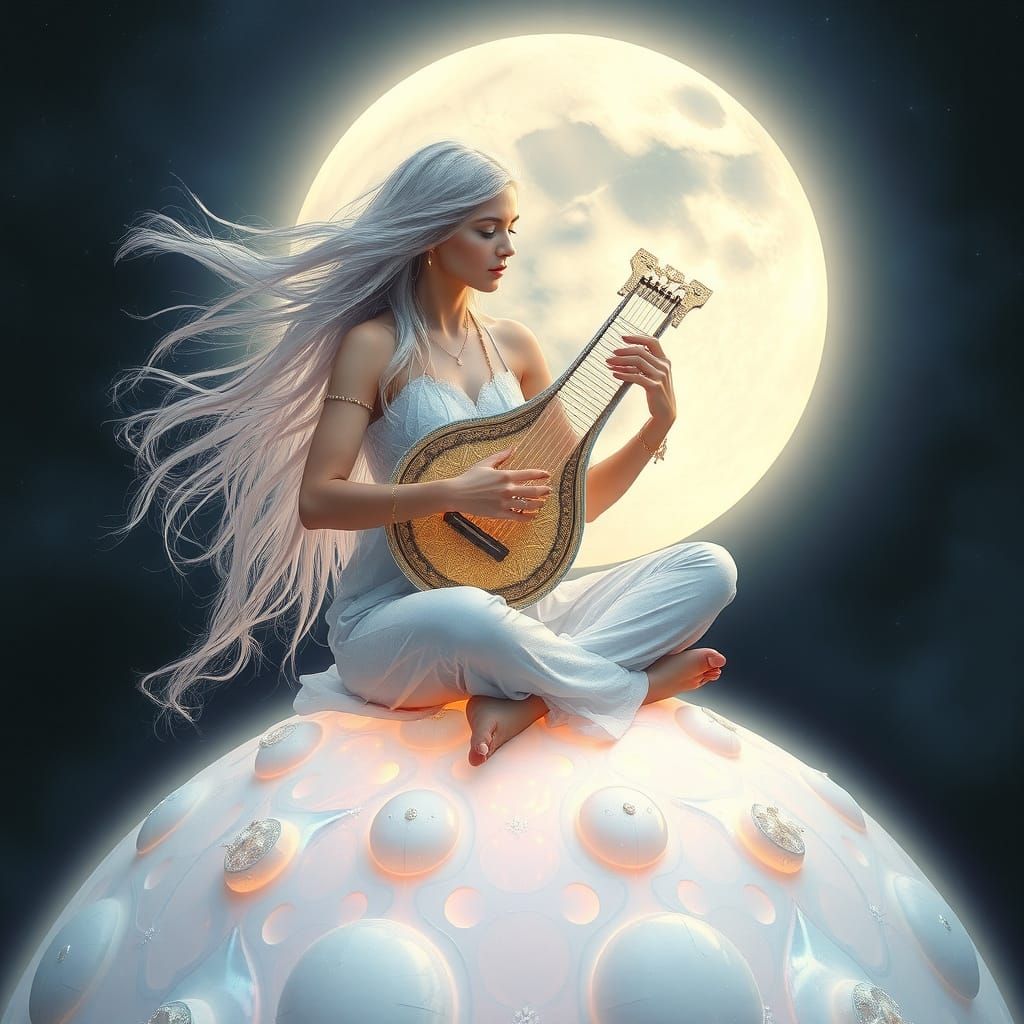 Mystical Moon Goddess Serenades the Cosmos