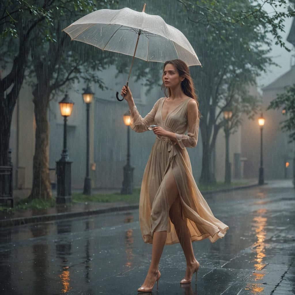 Rainy Day Stroll: A Whimsical Digital Matte Painting