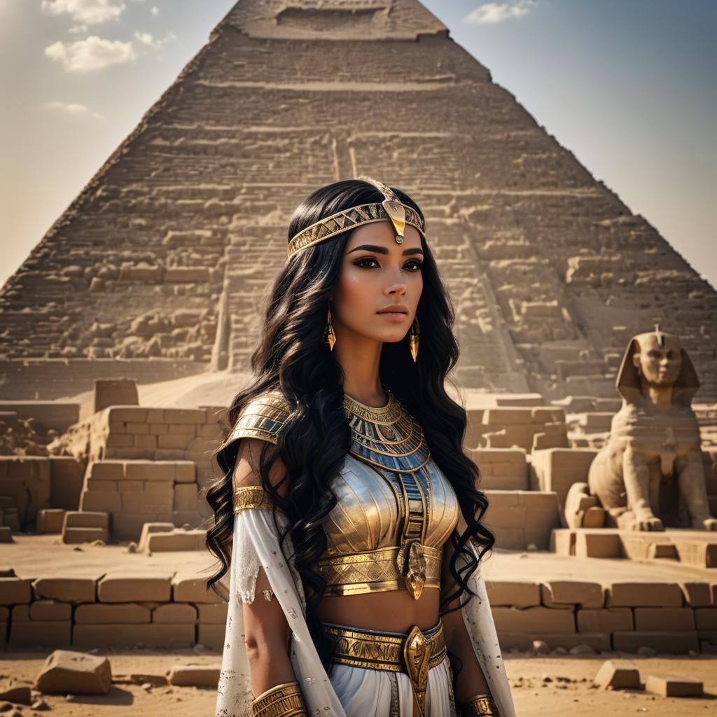 Beautiful Egyptian Princess Portrait in Photo Realistic Styl...