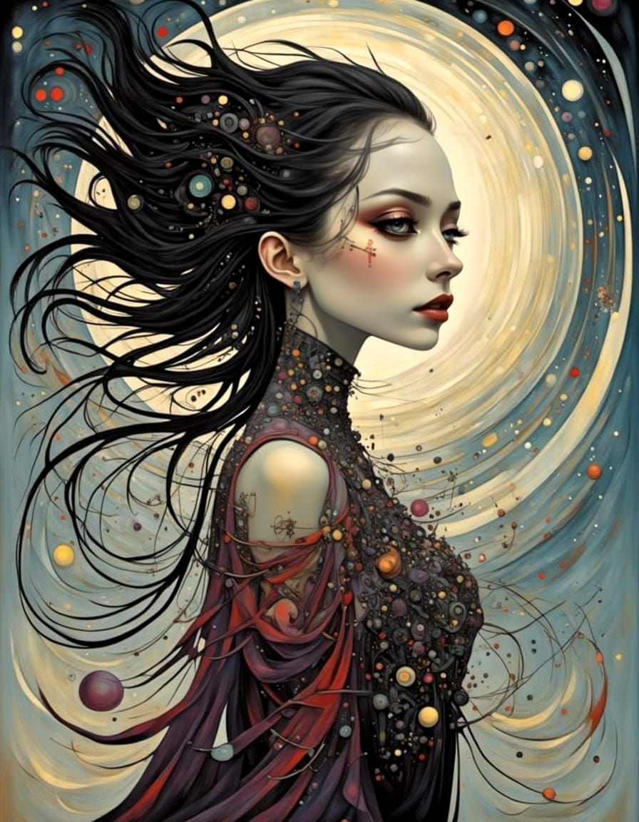 Sketch of Elegant Woman with Intricate Earrings