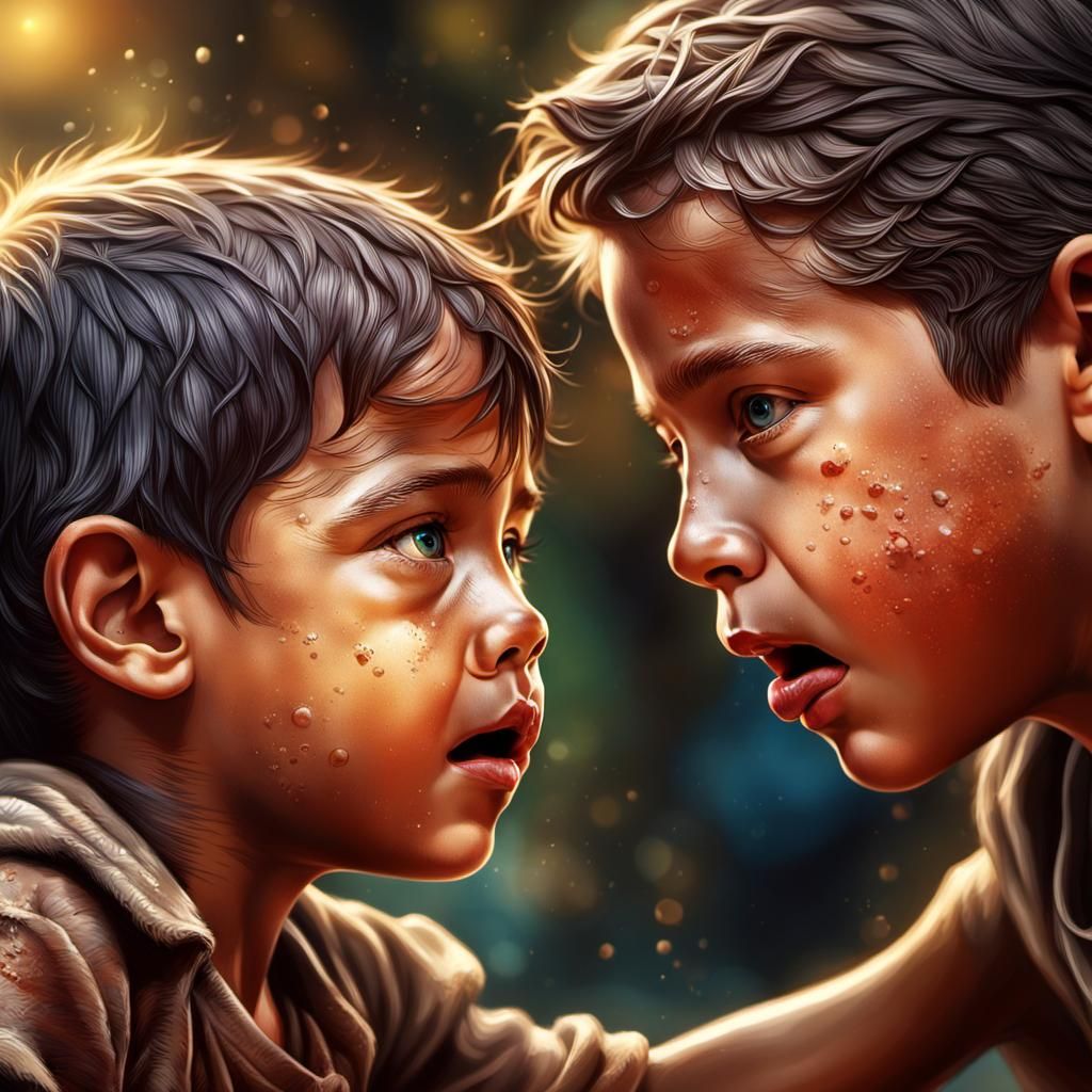 Children Carry Old Man: Photorealistic Image