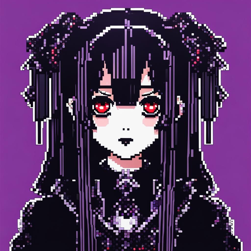 8-bit Goth Anime Girl Illustration