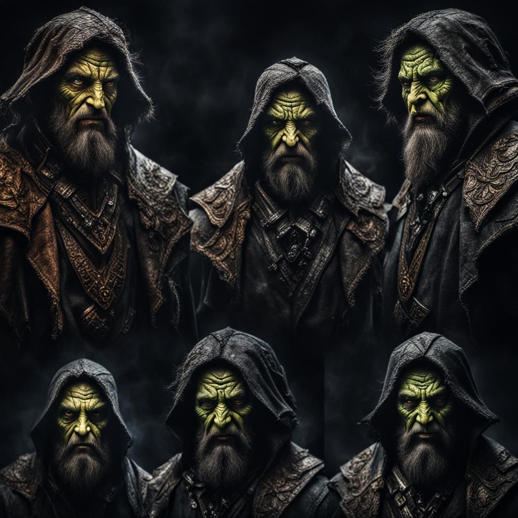 Creepy Multi-Faced Warlock in Hyperrealistic Style