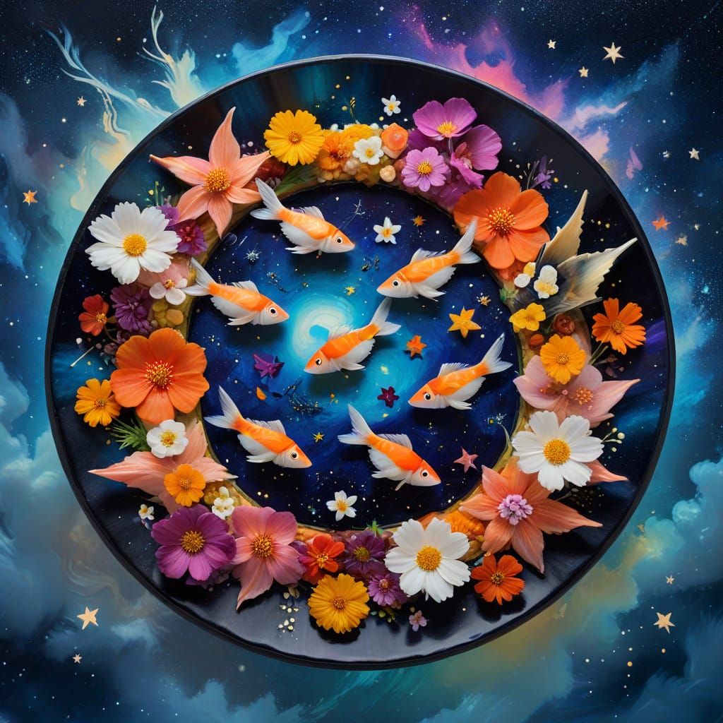 Surreal Sushi Bird in Flight: Impressionist Macro