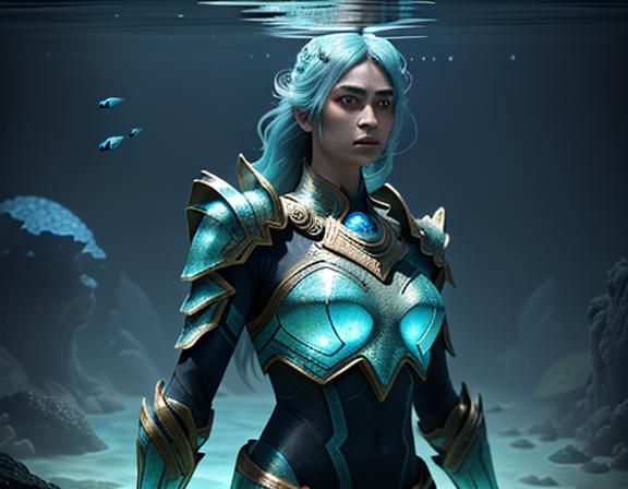Amphipod Warrior in Underwater Temple, 3D Game Art