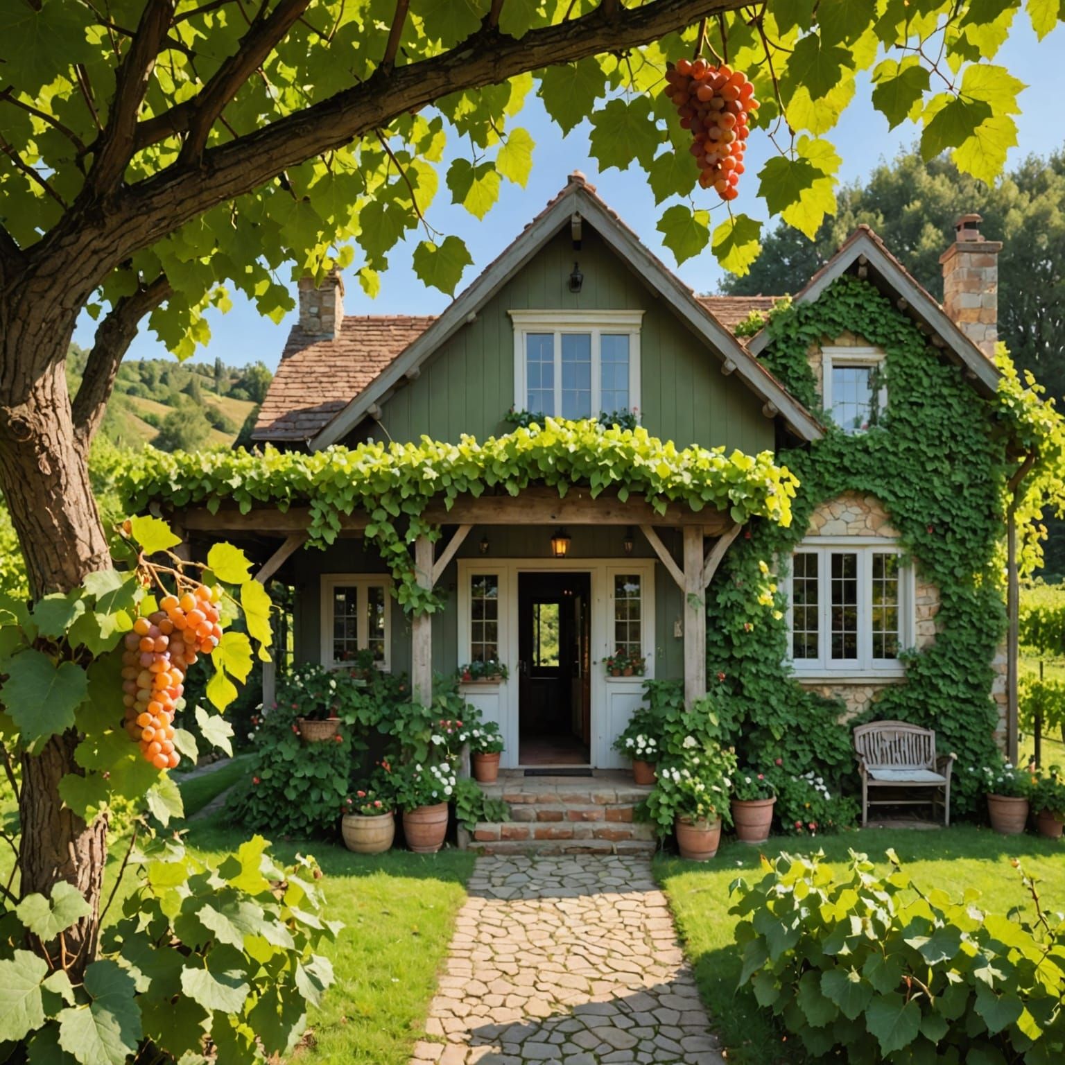 Idyllic Vineyard Cottage Amidst Verdant Landscapes