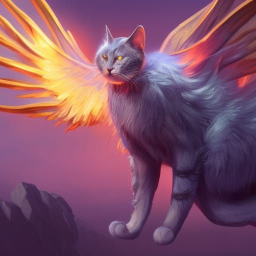 Giant Winged Cat Fantasy Concept Art