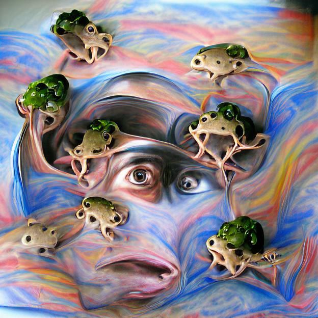 Surreal Brain Frog in Dreamlike Swamp