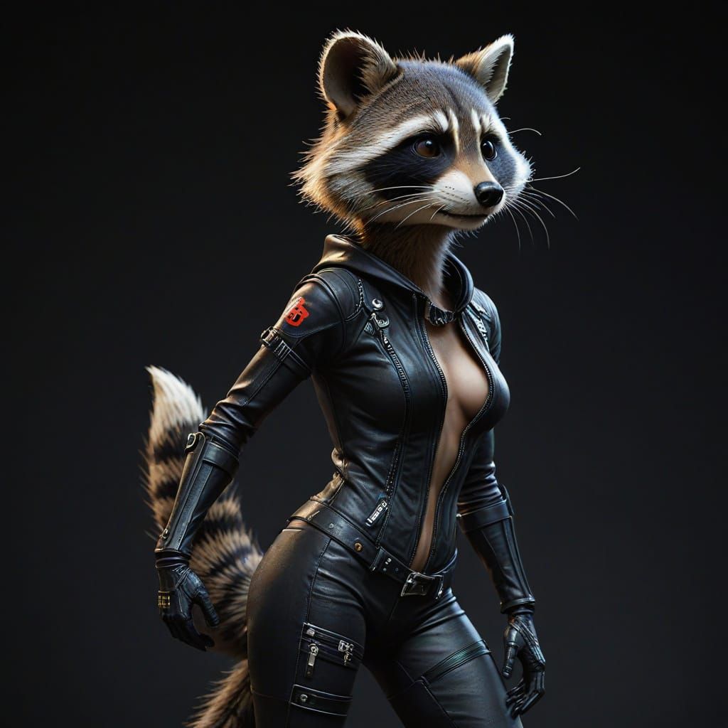 Sensual Watercolor Portrait of a Young Lady in a Black Rocke...