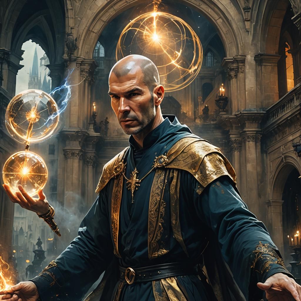 Zidane as Majestic Sorcerer in Dreamy Portrait