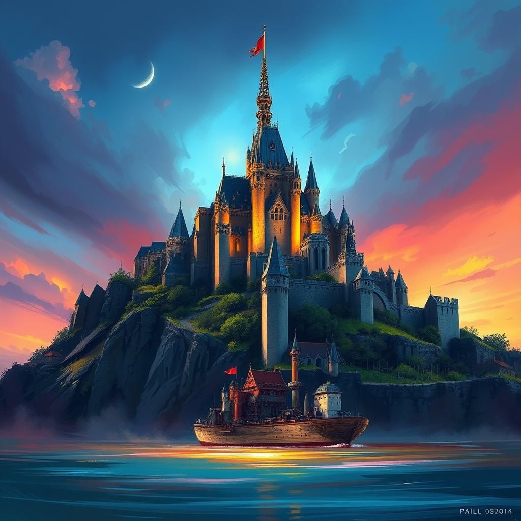 Hyperrealistic Mont Saint-Michel Splash Art