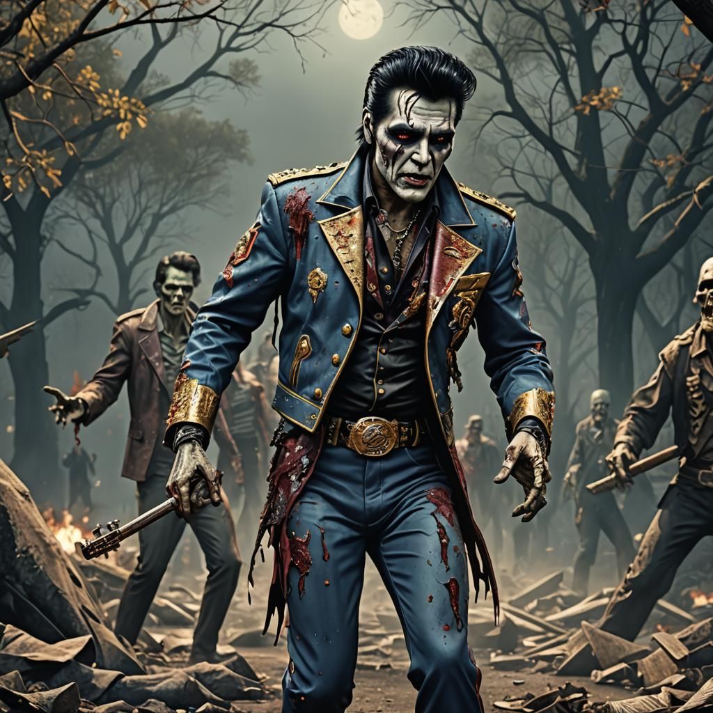 Zombie Elvis Presley: Detailed Matte Painting