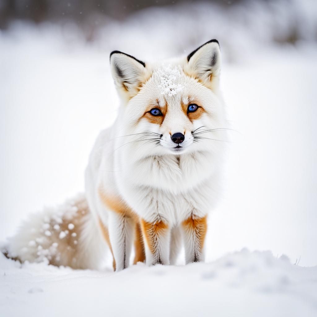 White Fox Playing in Snow