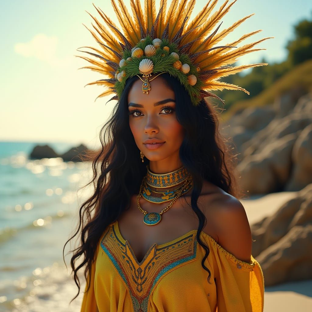 Guanche Sun Mother on Tropical Beach