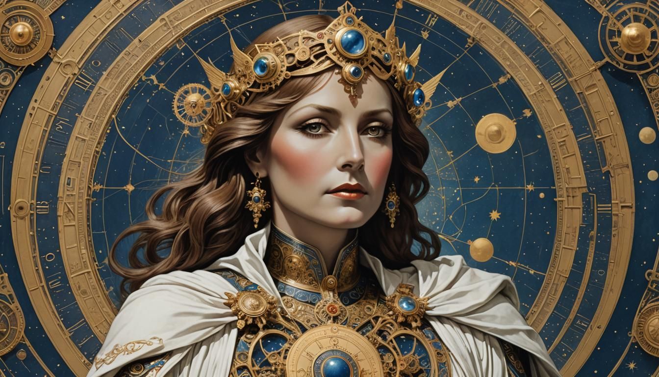 Winged Angel Queen of Mars in Lithograph Style