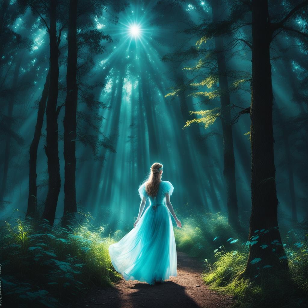 Bioluminescent Forest Princess in Divine Light
