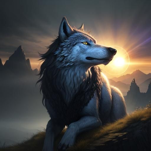 Sun Wolf Fantasy Concept Art in Radiant Colors