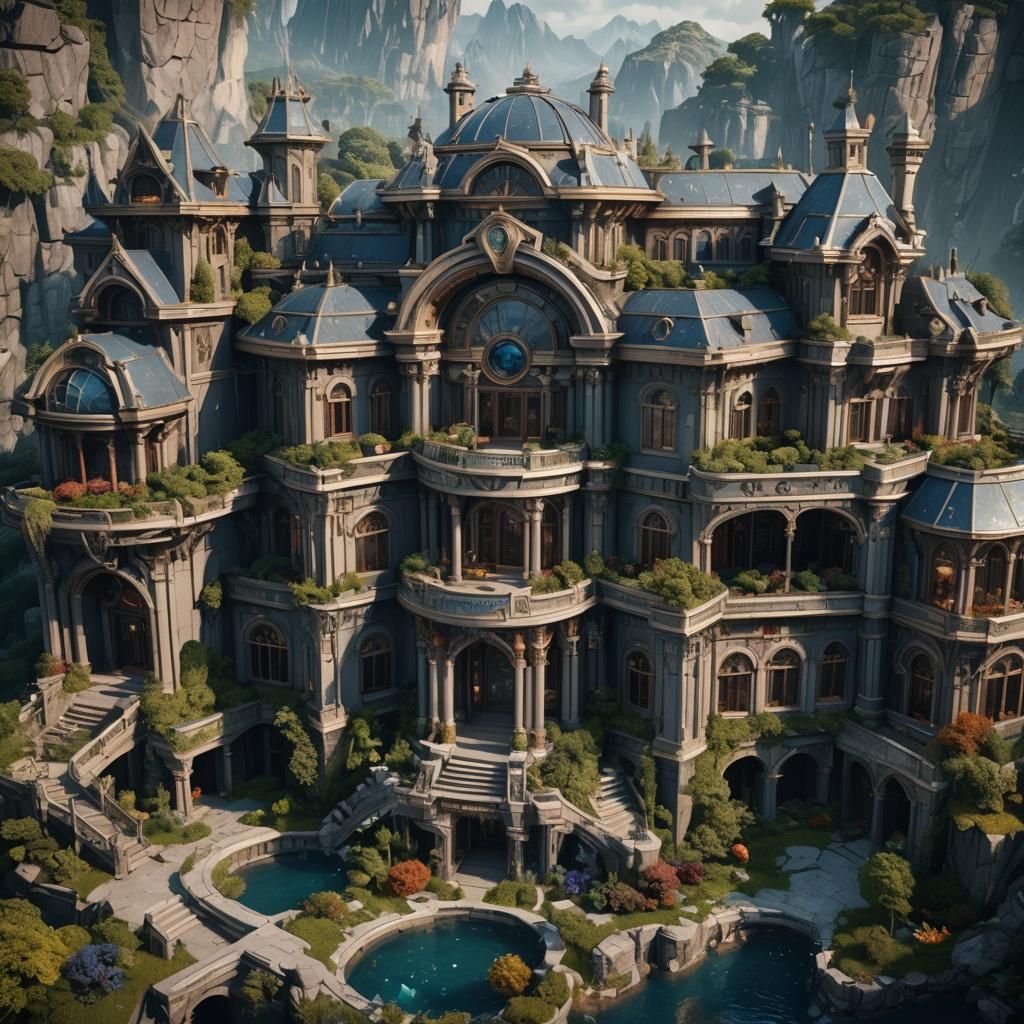 Futuristic Mega Mansion in Detailed Matte Painting