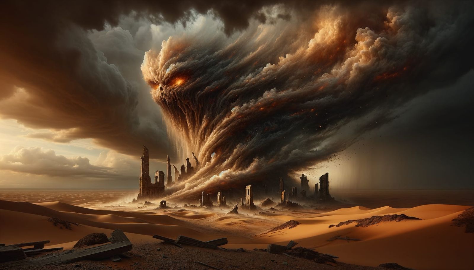 Surreal Desert Ruins Disintegrate in a Malevolent Sandstorm
