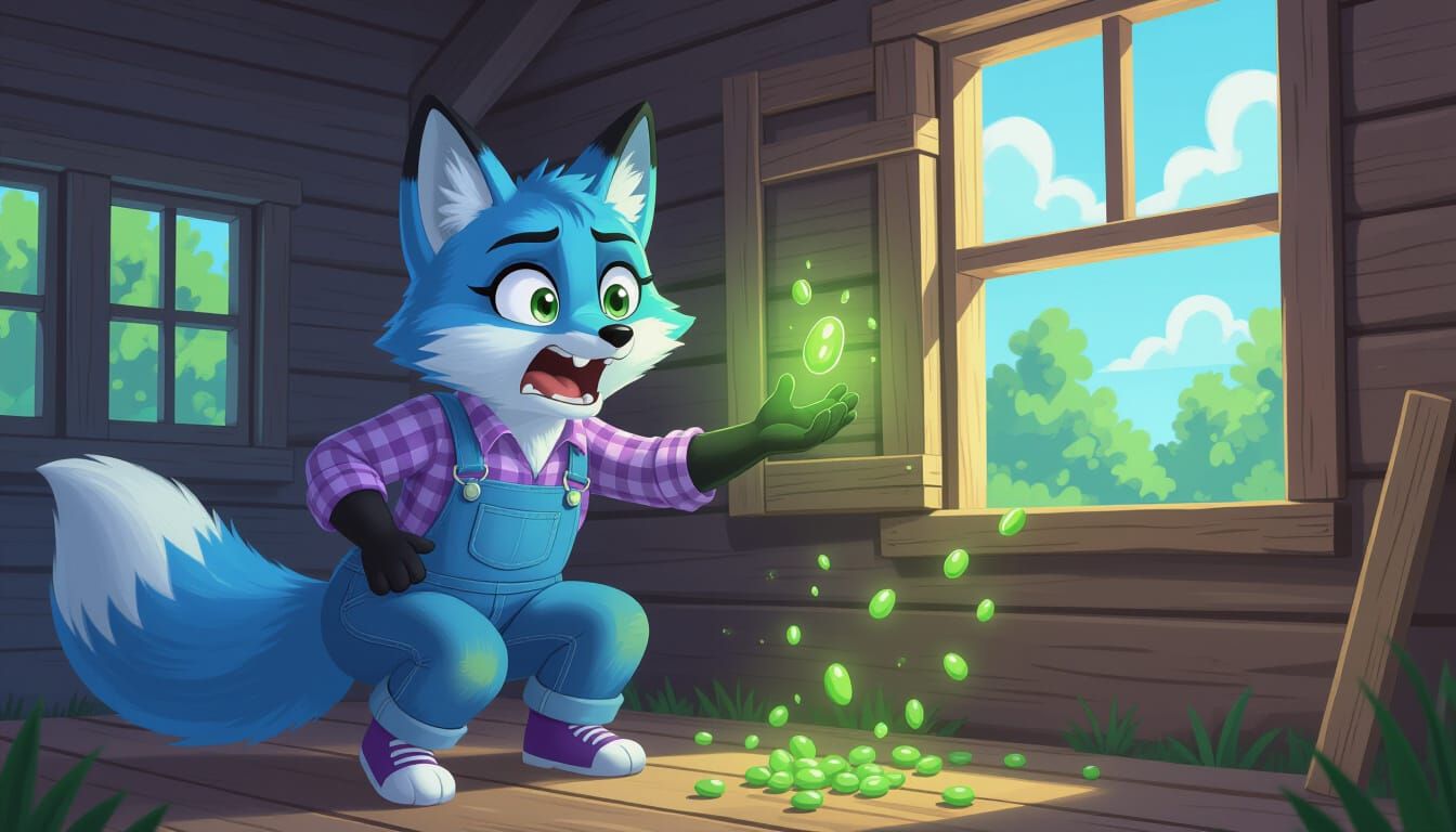 Blue Fox Mother Throws a Glowing Seed