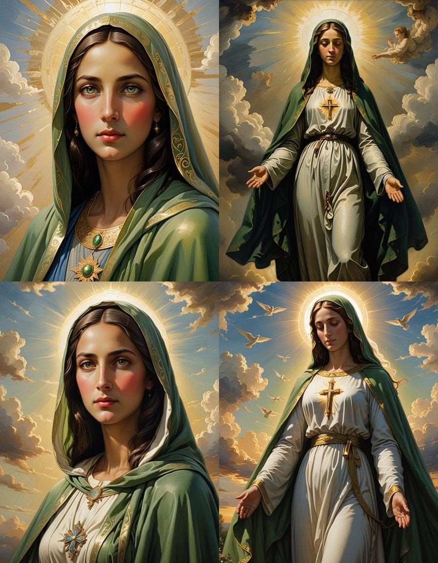 The Holy Virgin Mary in a Divine Cape, Protecting Humanity w...