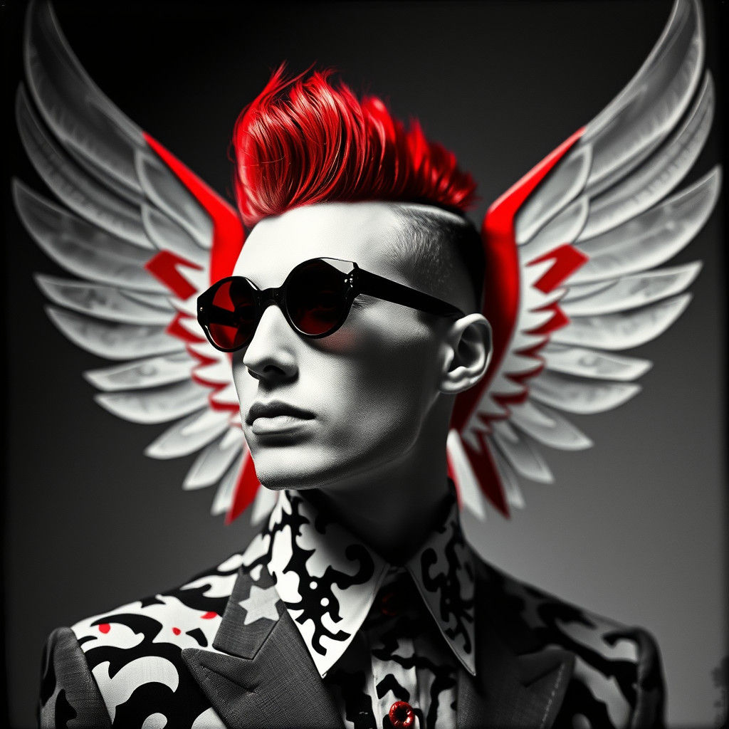 Geometric Raven Model in Dada Photogram Style