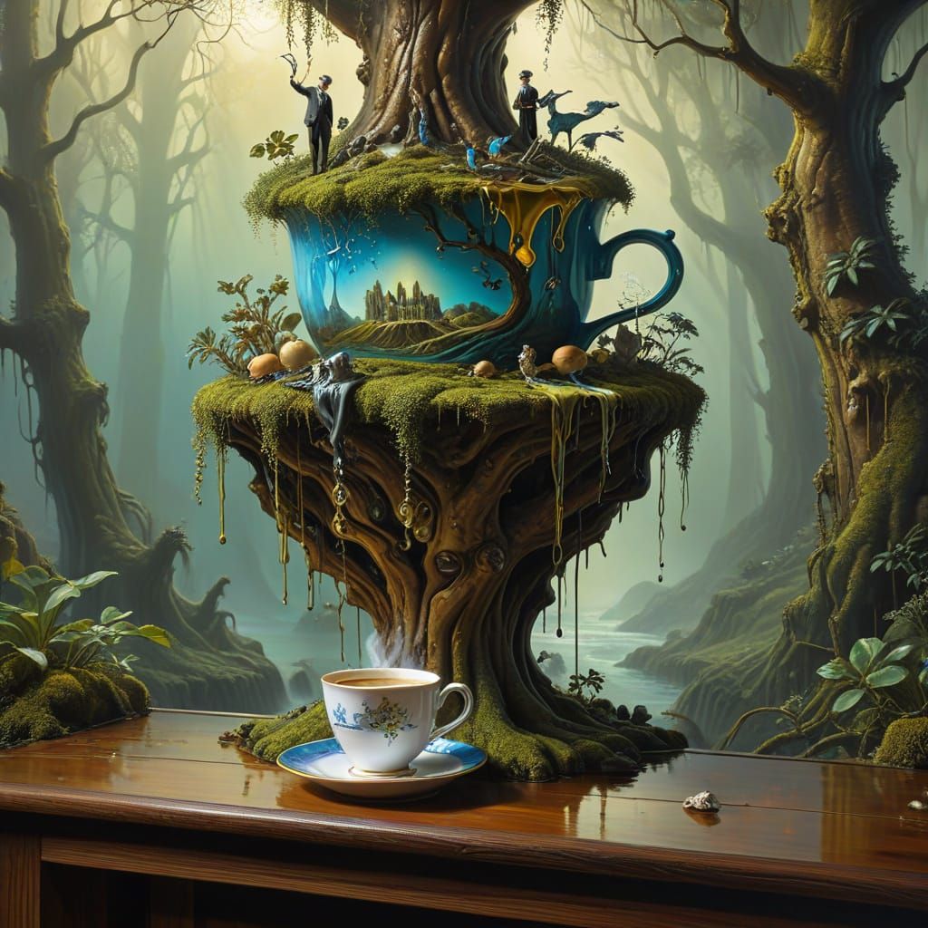 Whimsical Treehouse Cafe in Glowing Forest