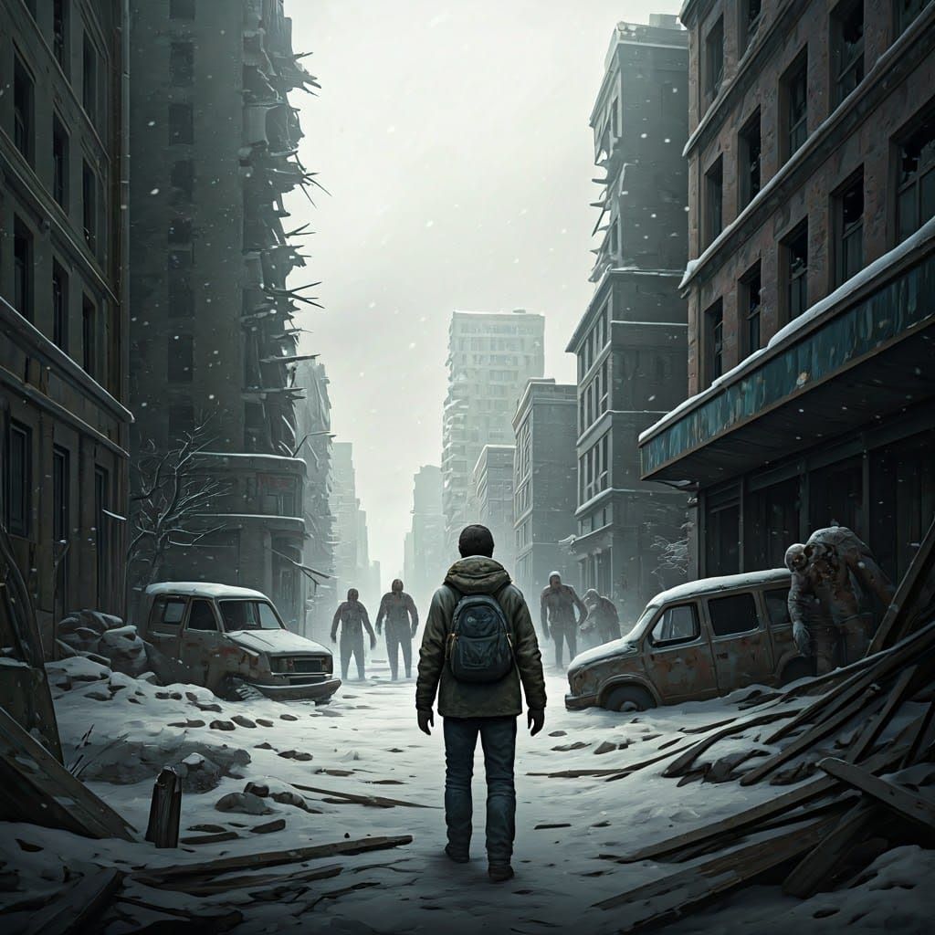 Desolate Winter Landscape in a Post-Apocalyptic City