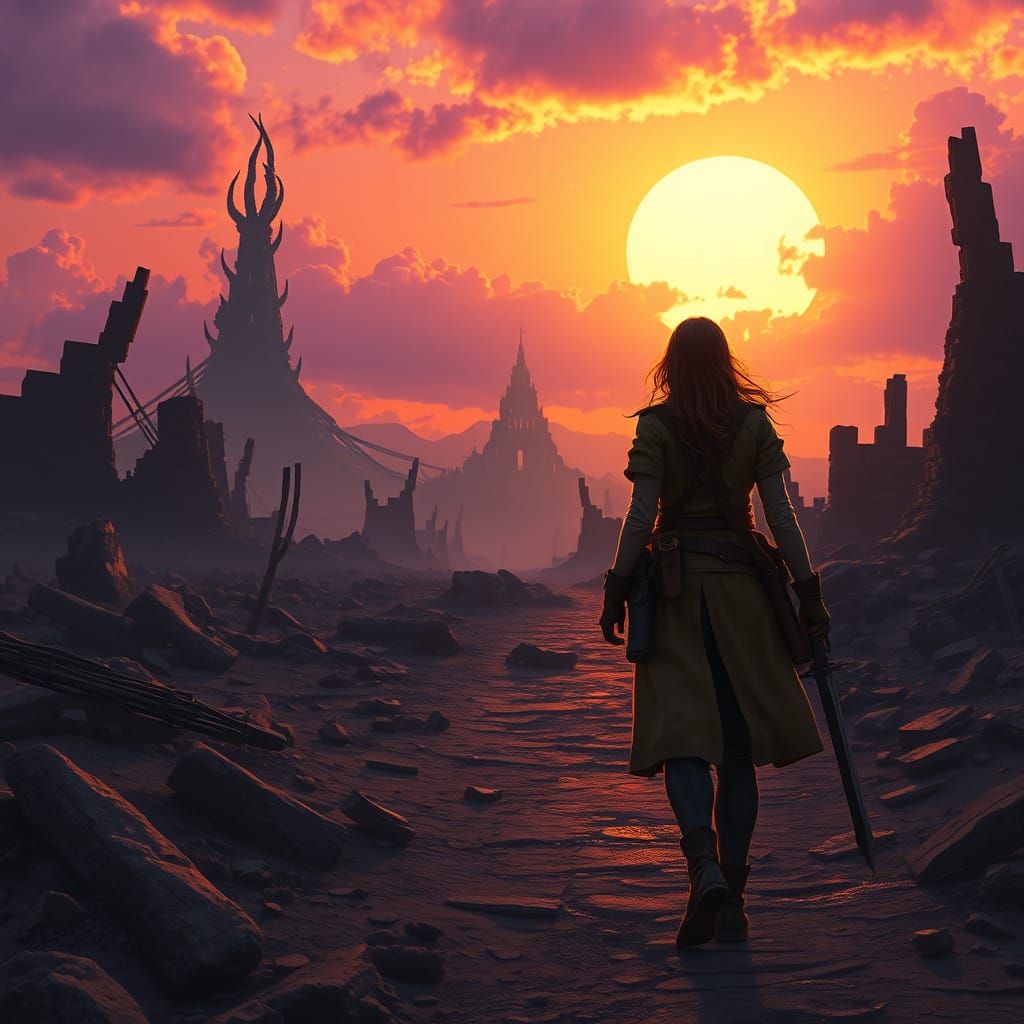 Ethereal Dark Fantasy Concept Art: Female Soldier Confronts ...