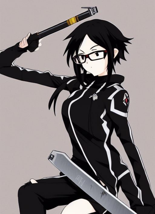 Anime Girl with Tattoos Blowing Smoke