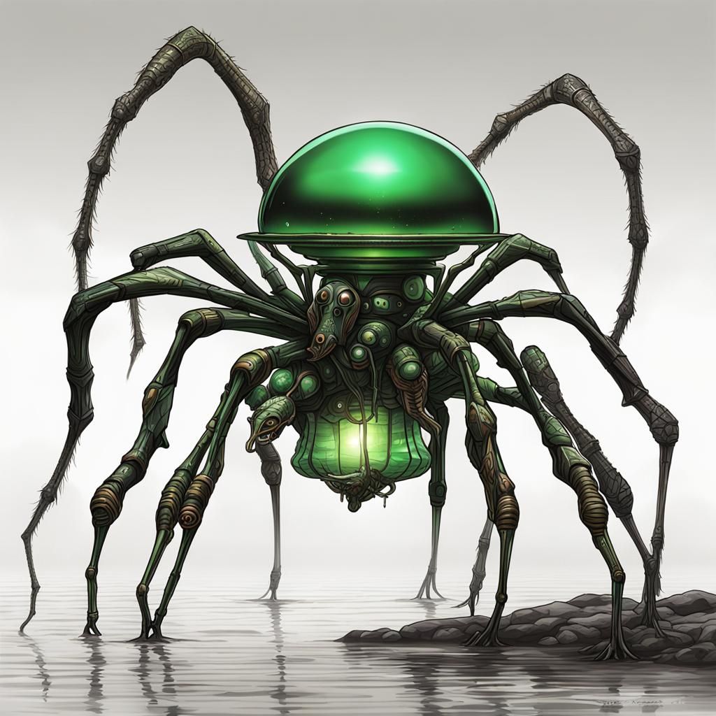 Alien Exoplanet with Diving Bell Creatures