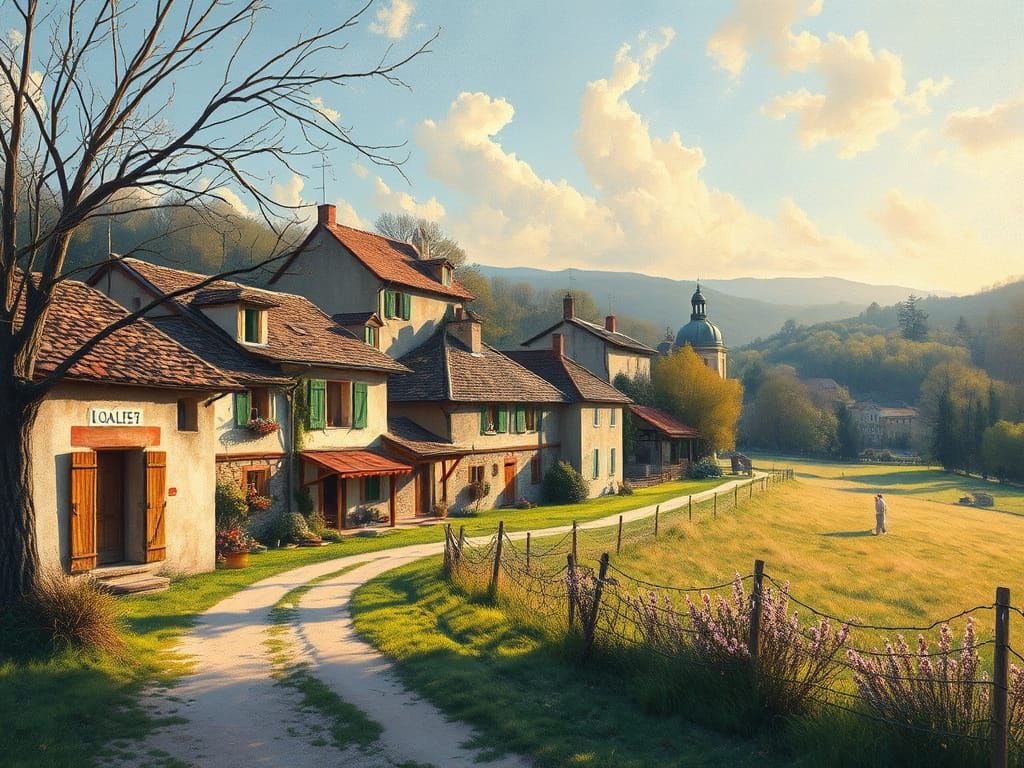 Hyperrealistic French Countryside Village in Spring