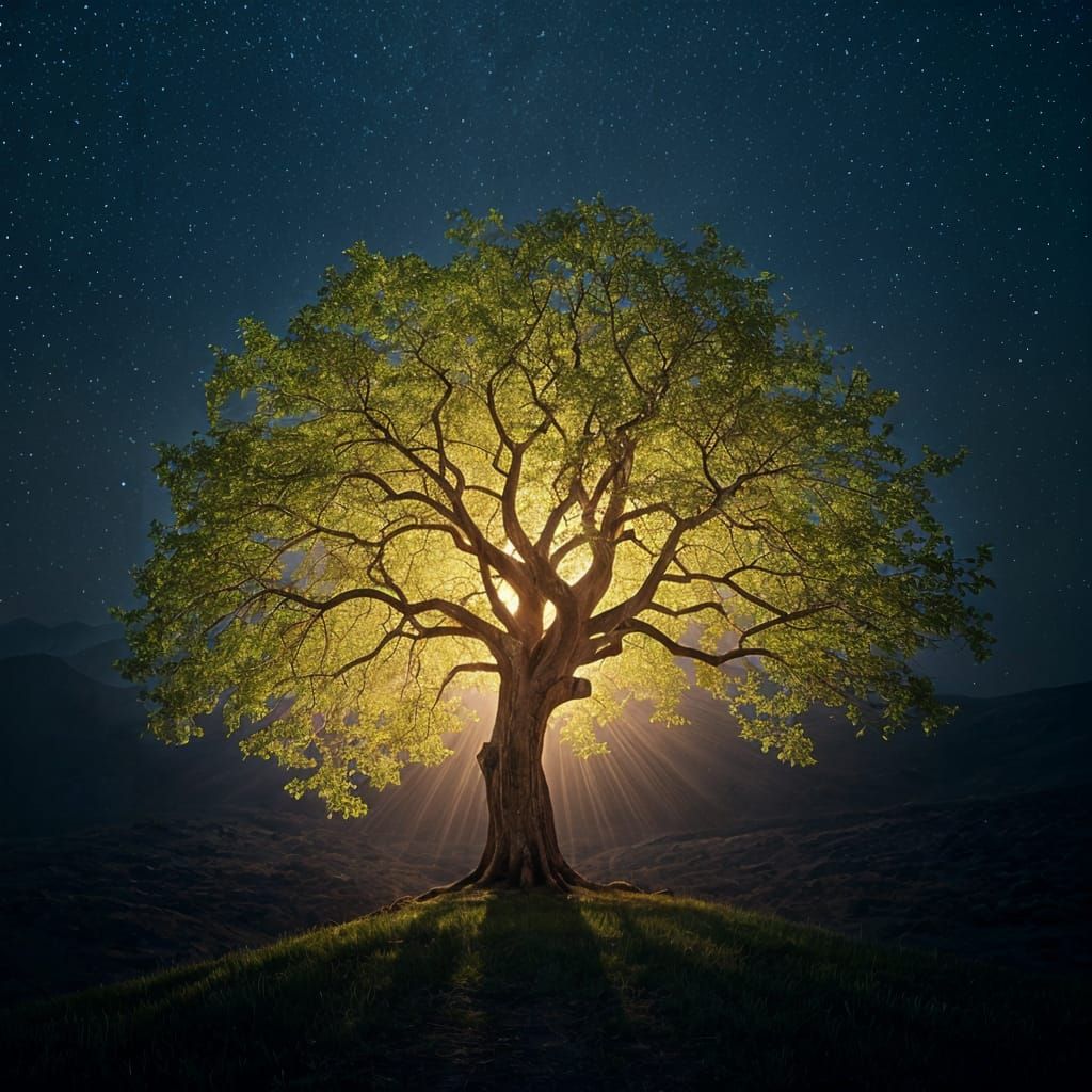 Glowing Tree of Life Filled with Light