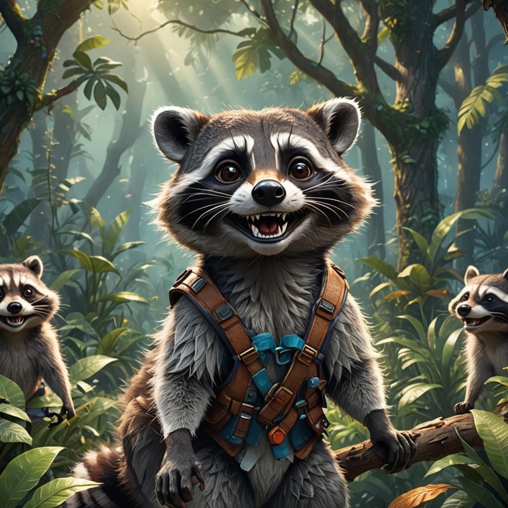 Cartoon Raccoon Portrait in Pixar Style 3D