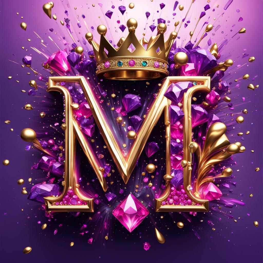 Metallic Diamond "M" in Colorful 3D Splash