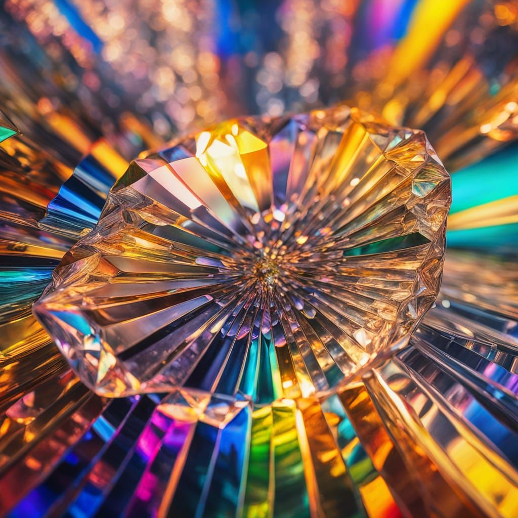 Refracted Light Through Prism in Vibrant Oil Painting