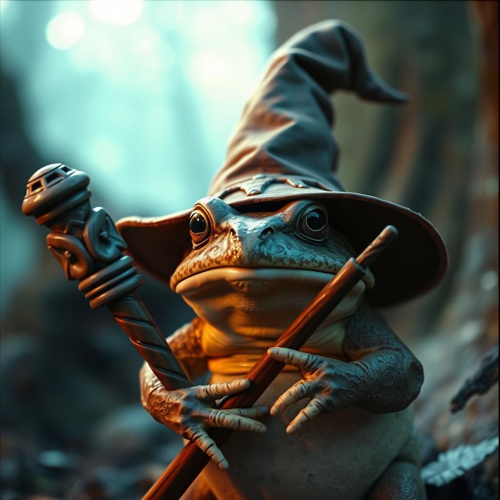 Toad Wizard in Mystical Forest: Cinematic Film Still