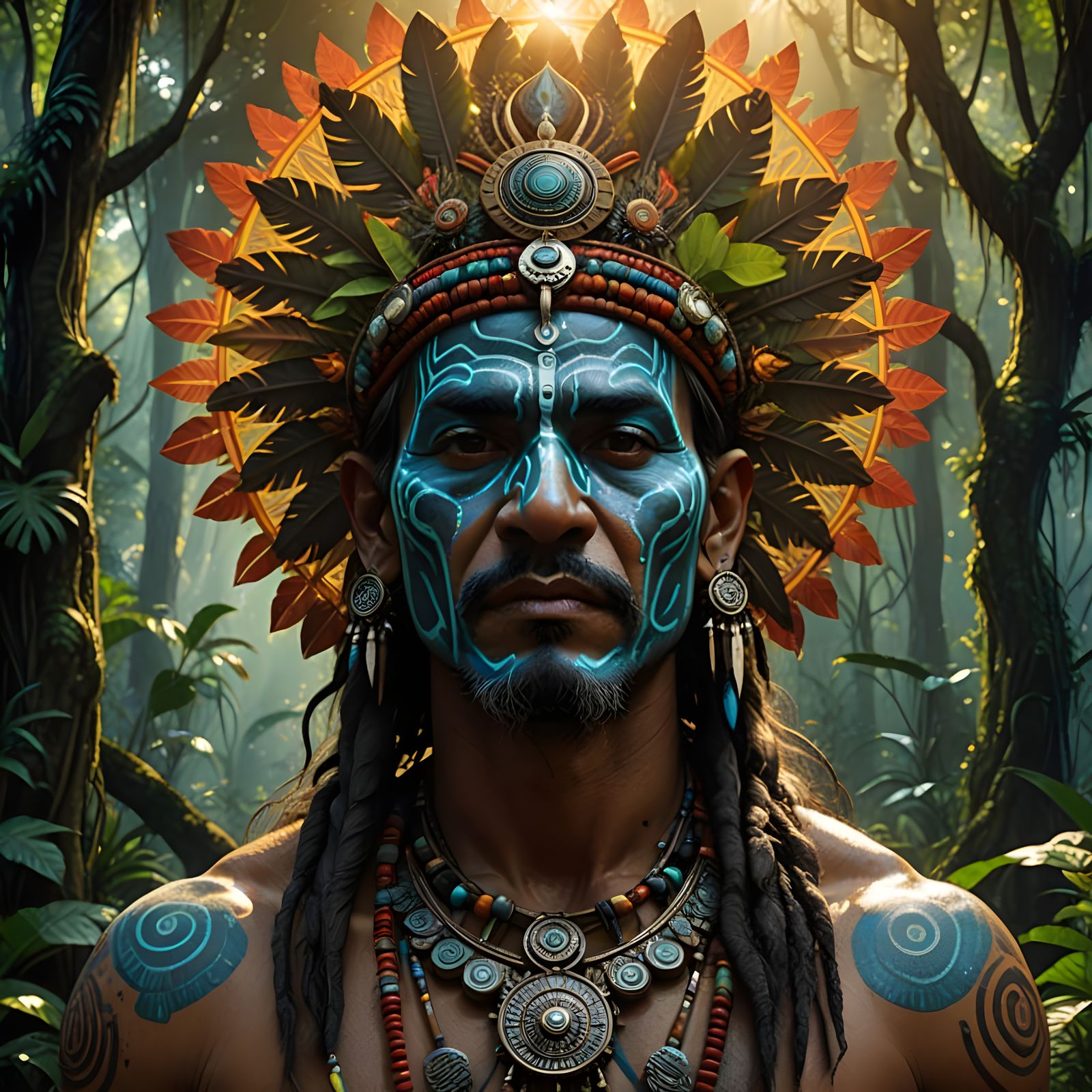 Amazonian Shaman Ritual in Fractal Jungle