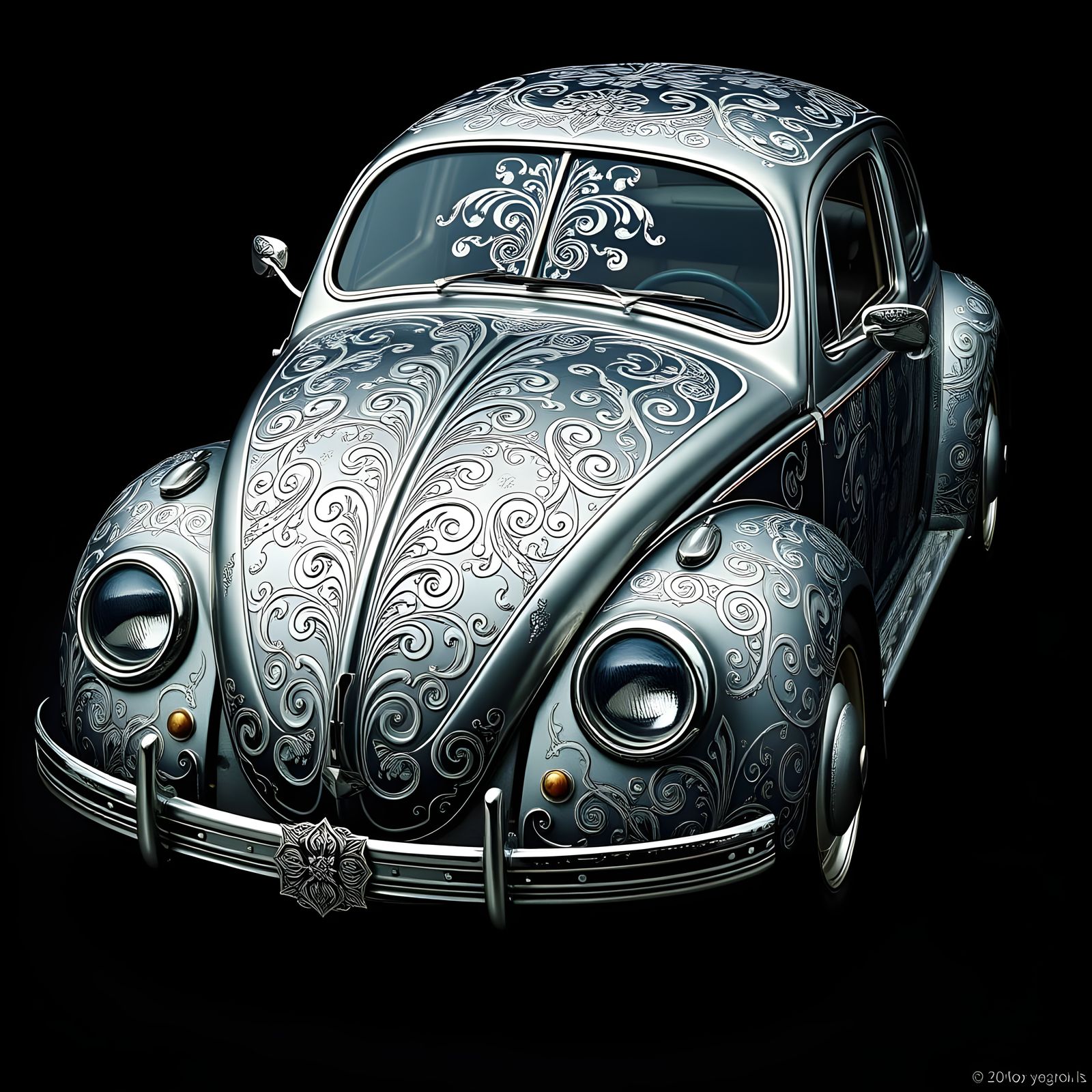VW Beetle in Opulent Silver Filigree